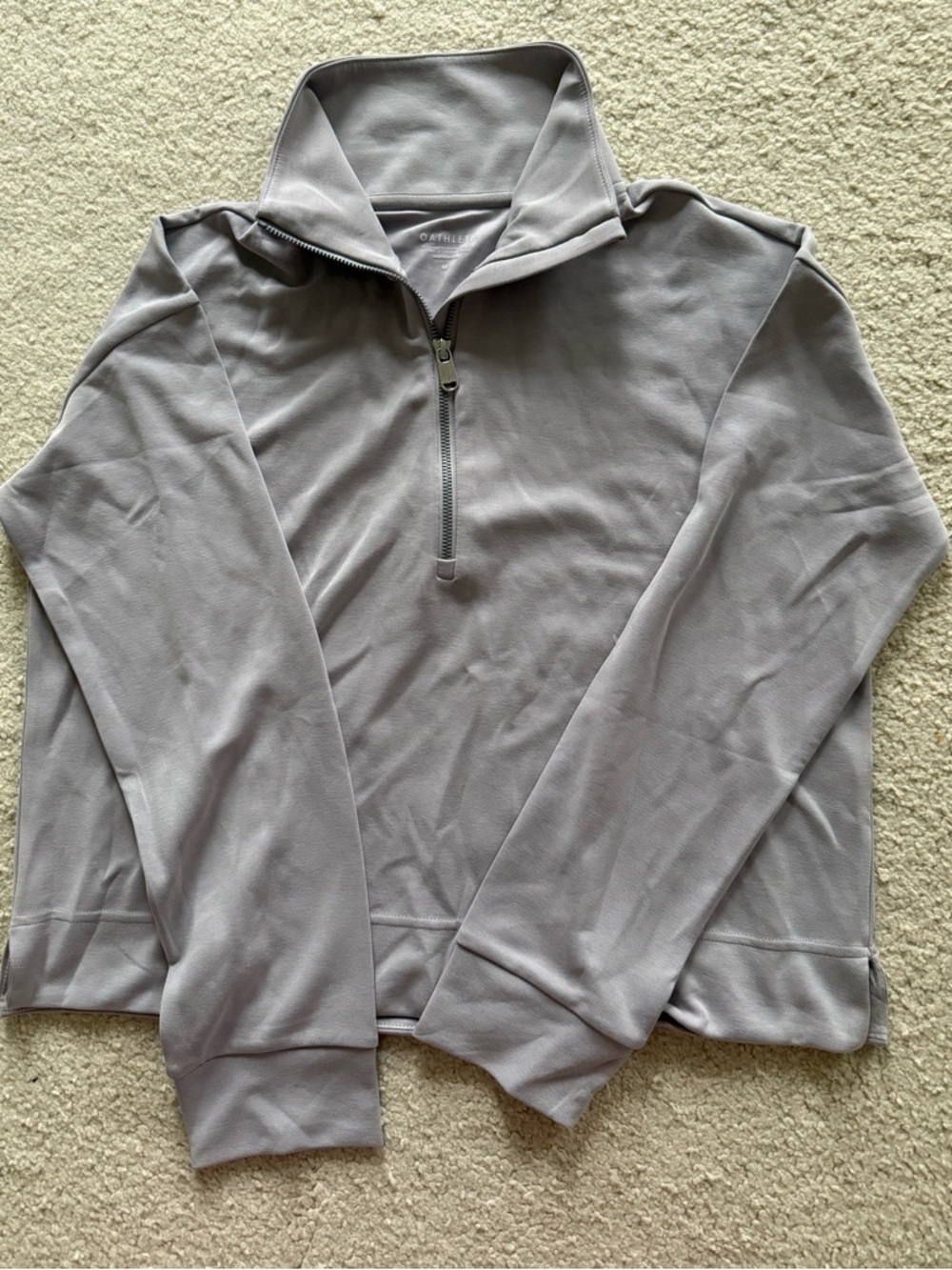 Athleta Seasoft Quarter Zip Light Gray